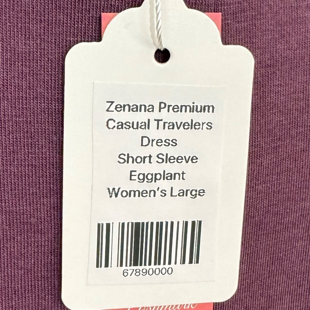 New Zenana Casual Travelers Dress Women's Size L Flare Short Sleeve Eggplant - Picture 6 of 9